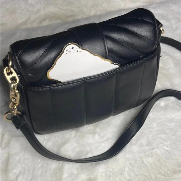 Black Soft Faux Leather quilted Shoulder Bag - Picture 4 of 10